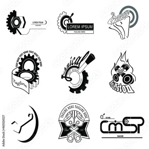 Fototapeta a set of production manufacturing machine logo vector images

