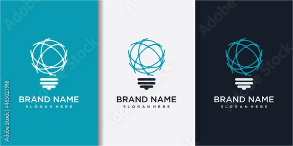 Obraz Modern Tech Bulb logo designs concept with business card
