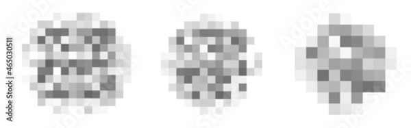 Obraz Censored pixel bar. Set of blured grey censorship background. Vector illustration for photo, app or tv.