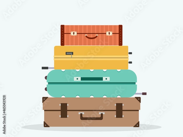 Obraz Vector illustration of suitcases in a flat style. Various travel luggage.