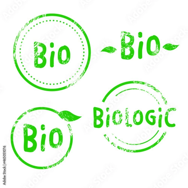 Obraz Bio Stamps Vector Set. Elements isolated on white background. File EPS 10. Editable color.