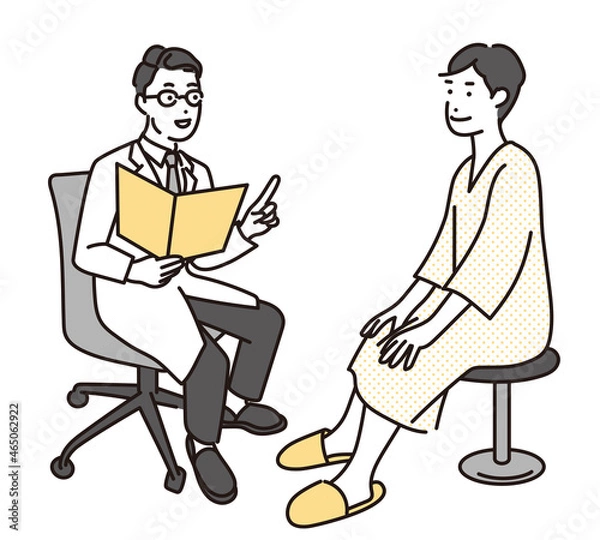 Fototapeta シンプル　イラスト　医者から検査結果を聞く患者の男性