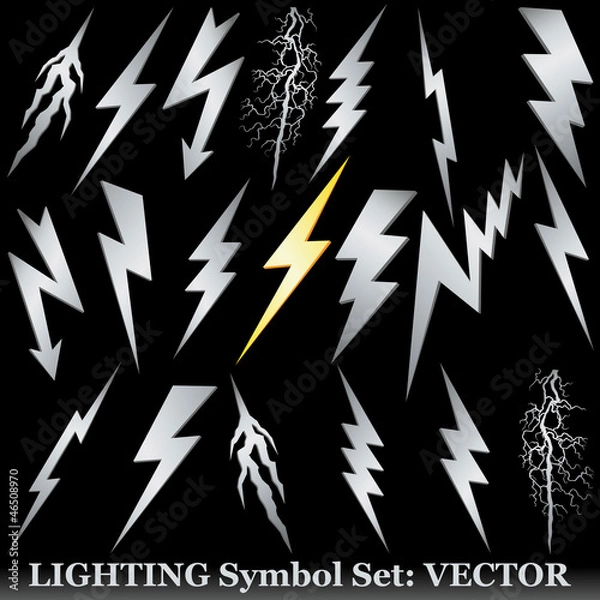 Obraz Silver thonderbolt sign on black