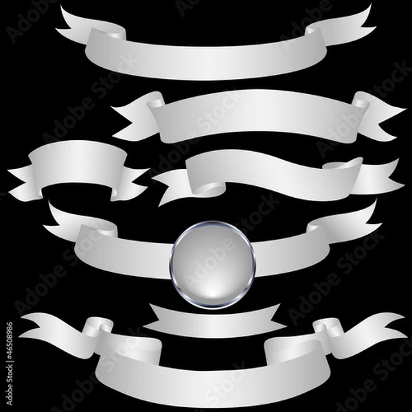 Obraz Silver banner set on black backgrounde