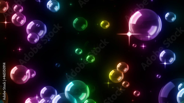 Fototapeta カラフルな浮遊する高品質なシャボン玉　泡
