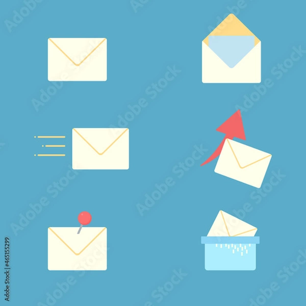Obraz シンプルでかわいいメールのイラストセット