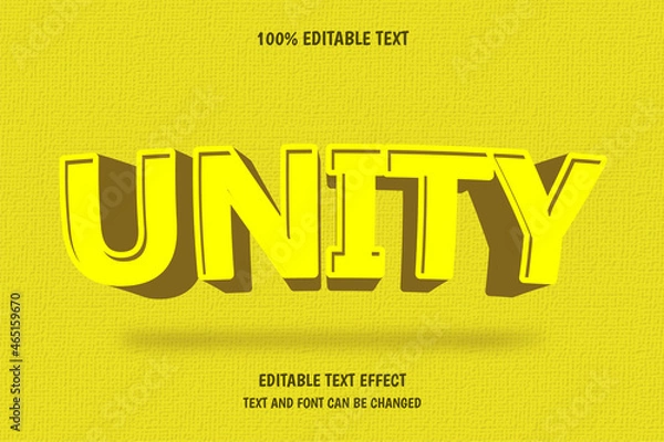 Obraz UNITY 3 dimension editable text effect modern color yellow drop shadow style