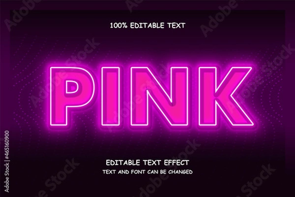 Obraz pink 3 dimension editable text effect modern shadow neon style