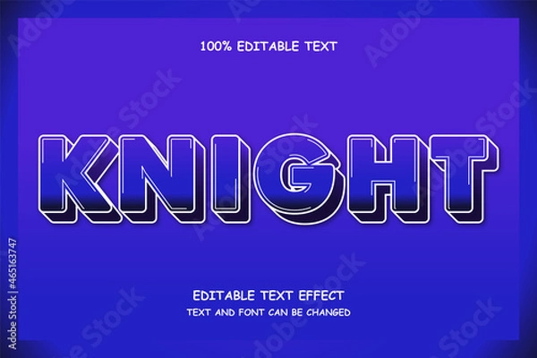 Fototapeta Knight 3 dimension editable text effect modern shadow style