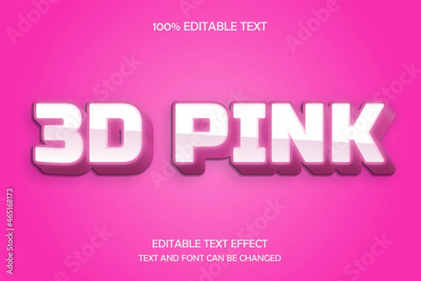 Obraz 3D Pink 3 dimension editable text effect shadow emboss modern style