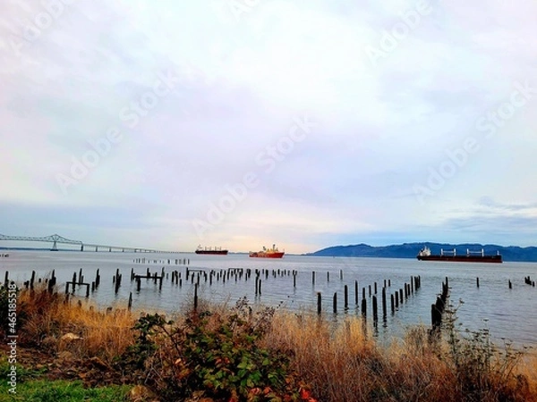 Fototapeta sunset over the river