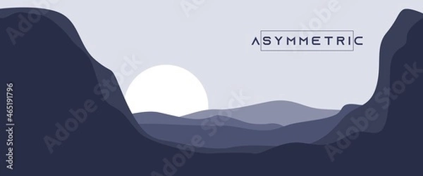 Fototapeta Abstract asymmetric mountain landscape vector design concept used for background, backdrop, wallpaper, nature banner.