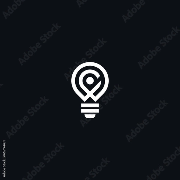 Fototapeta letter D light bulb idea, map, creative, technology icon design vector illustration