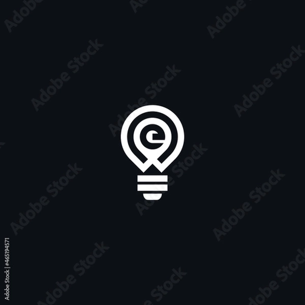 Fototapeta letter E light bulb idea, map, creative, technology icon design vector illustration