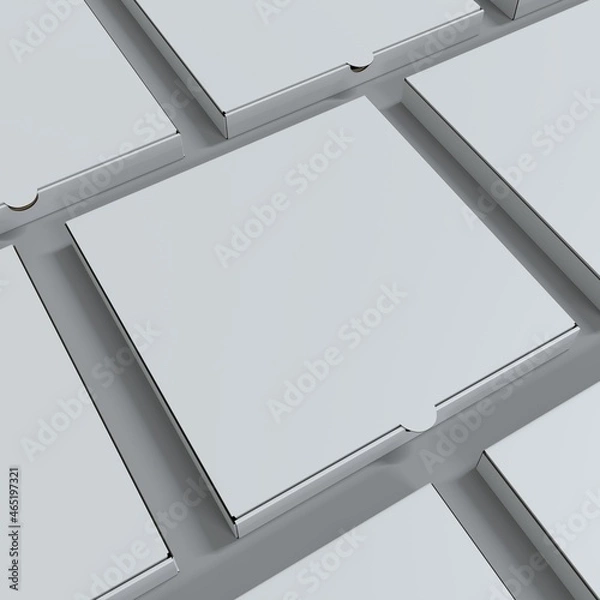 Fototapeta White pizza boxes. Mockup. 3d illustration