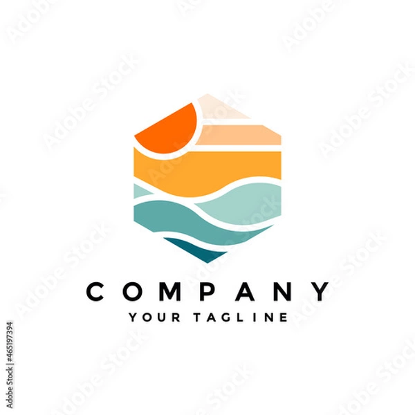 Obraz Summer beach logo vector template illustration design