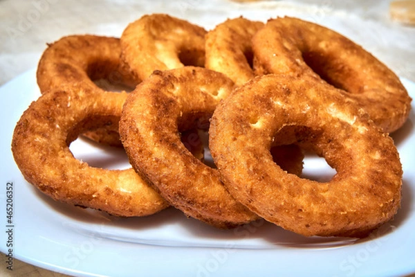 Obraz Fried curd donuts in a plate close-up