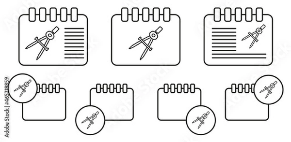 Fototapeta Compass sketch vector icon in calender set illustration for ui and ux, website or mobile application