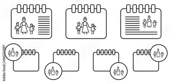 Fototapeta Mother, children vector icon in calender set illustration for ui and ux, website or mobile application