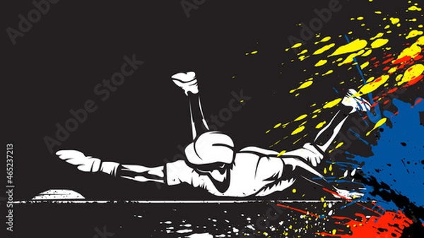 Fototapeta Baseball player. Baseball cap. Hitter swinging with bat. Abstract isolated vector silhouette. Iink drawing