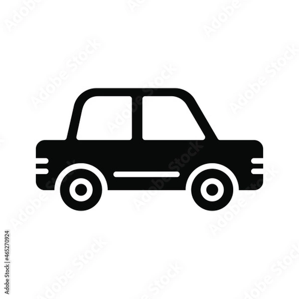 Fototapeta Car or vehicle icon flat style isolated on white background. Vector illustration