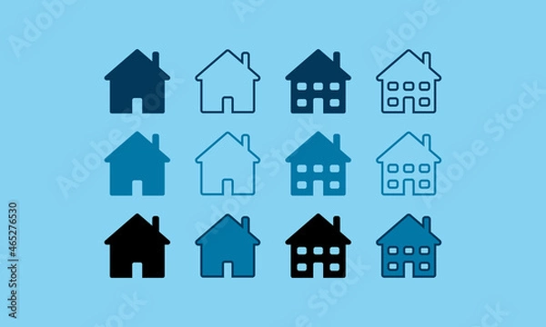 Fototapeta House Home Vector Web Icons Symbols Set Building Construction Company Hotel Logo Label Tag Outline Flat Design Web Page Internet Office Real Estate Property Carpenter Architecture Bundle Collection