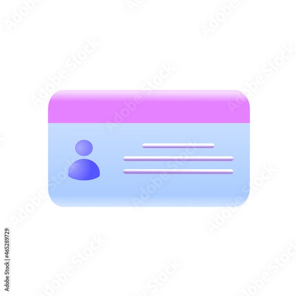 Obraz Driver license, id card, plastic card, badge icon. 3d vector illustration.