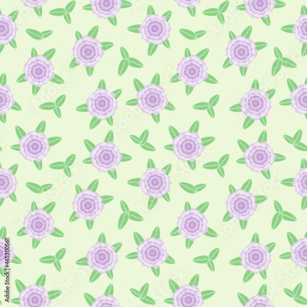 Fototapeta Pale light with pink pastel flowers with leaves seamless vector pattern