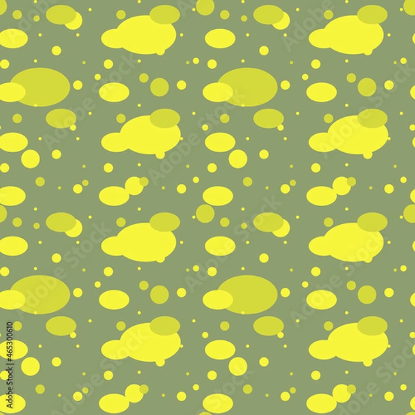 Fototapeta Bright yellow oval abstract spots on khaki background seamless vector pattern