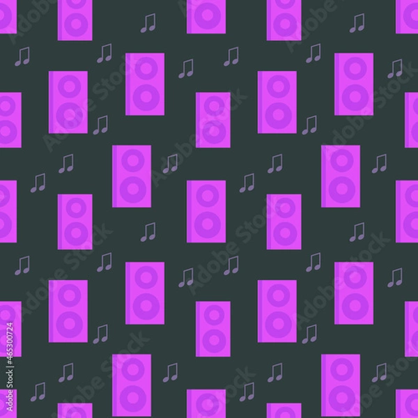 Fototapeta Dark with big pink columns and notes seamless vector pattern