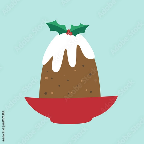 Obraz Christmas plum pudding. Isolated vector.