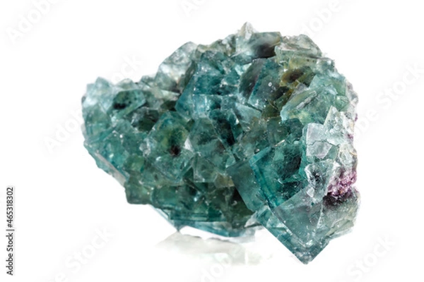 Fototapeta Macro mineral stone Fluorite on a white background