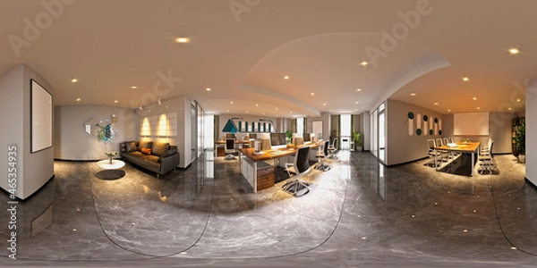 Obraz 360 degrees office interior view, 3d render