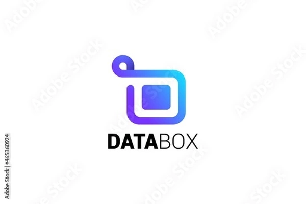 Fototapeta Letter D digital data box blue colour logo