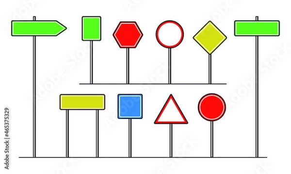Obraz Road signs. Informational symbols, simplish shapes. Vector illustration on white background