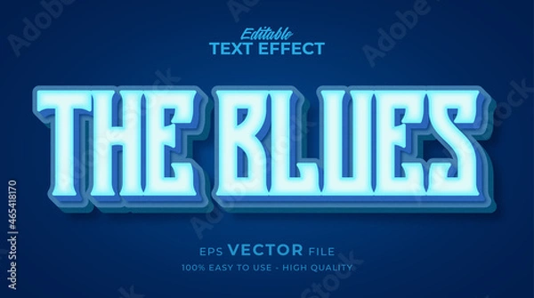 Obraz The Blues editable text effect with comic style