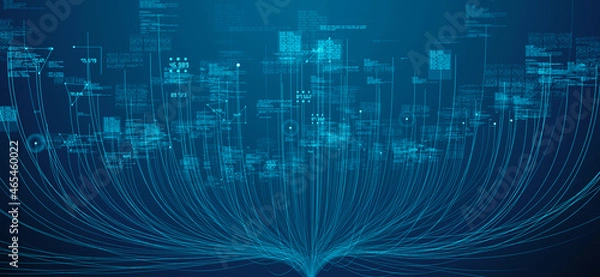 Obraz Connected devices Internet of things (IoT) cloud computing big data network - Conceptual 3D Illustration Render