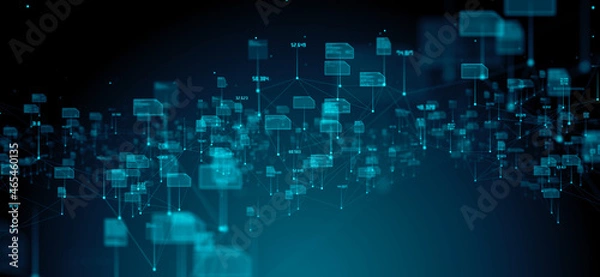 Obraz Global coding of information technology IOT big data cloud computing connectivity - Conceptual 3D Illustration Render