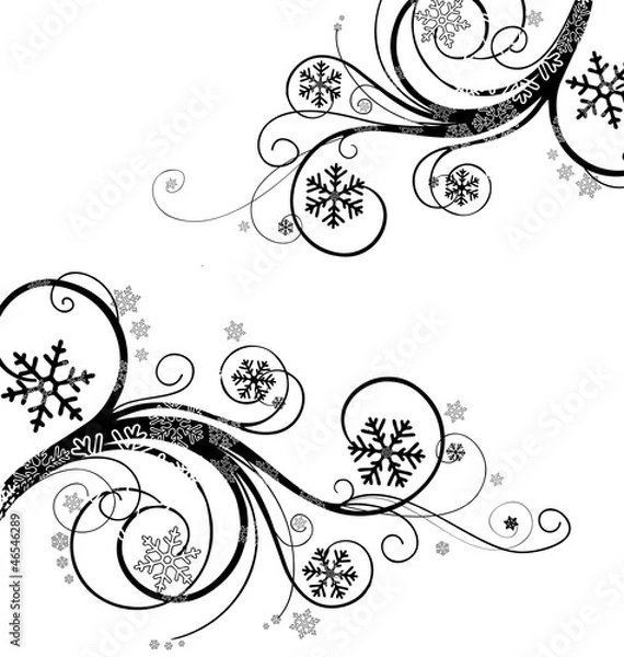 Obraz winter floral background with snowflakes