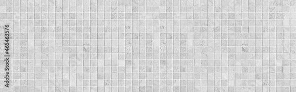 Fototapeta Panorama of Vintage white mosaic kitchen wall pattern and background seamless