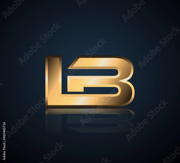 Fototapeta Initial 2 letter Logo Modern Simple Gold in Dark Background with Reflection LB