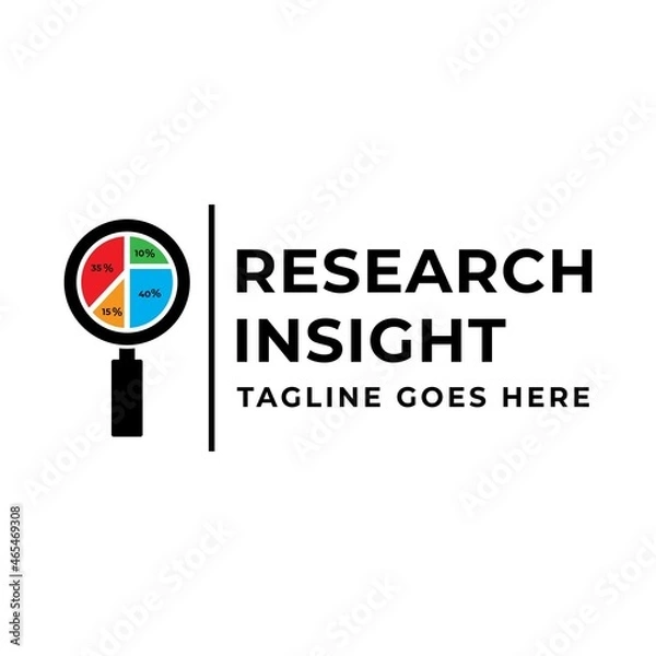 Obraz Research insight logo icon vector template. Research logo with simple and elegant magnifying glass symbol.