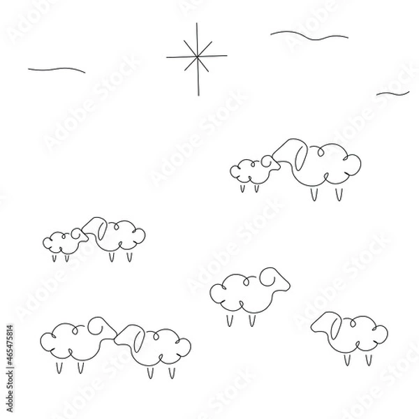 Obraz Christmas background line drawing vector illustration