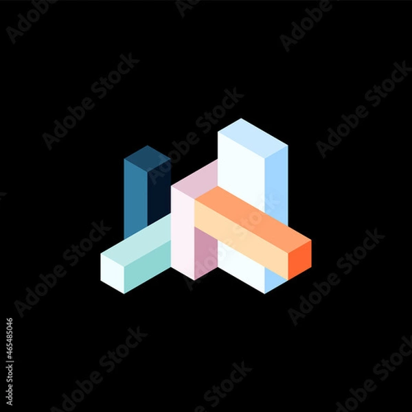 Fototapeta Abstract background. 3d cubes, cubic elements and blocks. Techno or business concept for wallpaper, banner, background, landing page