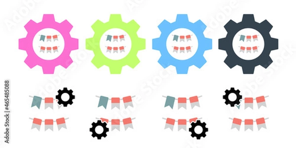 Fototapeta Decorations ribbons usa flag vector icon in gear set illustration for ui and ux, website or mobile application