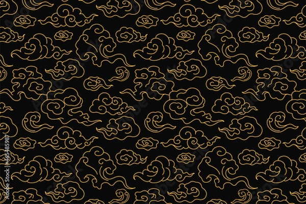 Fototapeta Cloud background, seamless Chinese oriental pattern vector