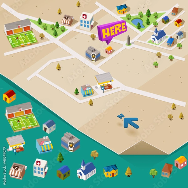 Fototapeta Pre assembled Isometric map