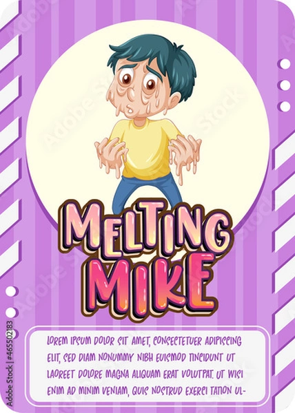 Fototapeta Character game card template with word Melting Mike