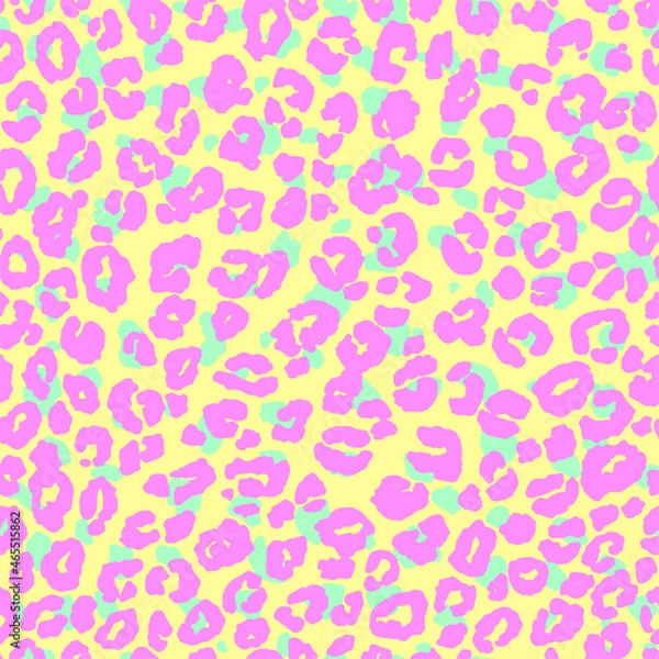 Fototapeta Leopard seamless texture pattern. Colorfull leopards skin modern print in hand drawn doodle style. Abstract animal background design. Vector illustration.