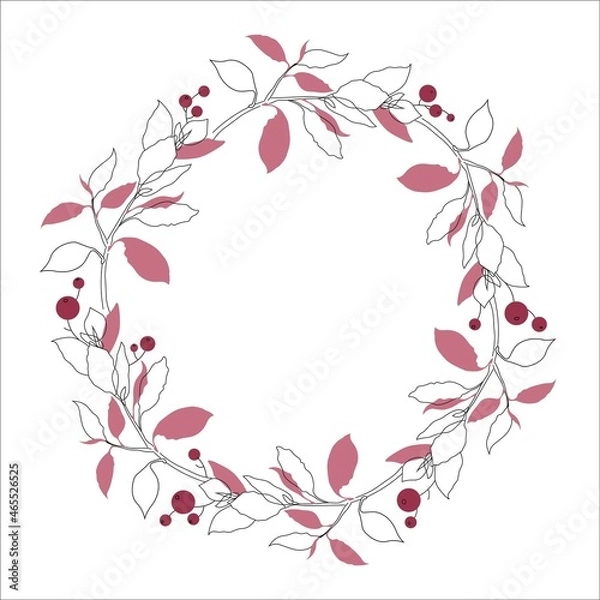 Obraz Vector wreath with leaves and berries